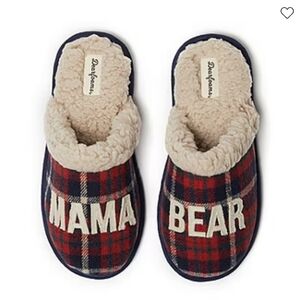 Dearfoams Mama Bear Plaid Scuff Womens Memory Foam Slip-On Slippers